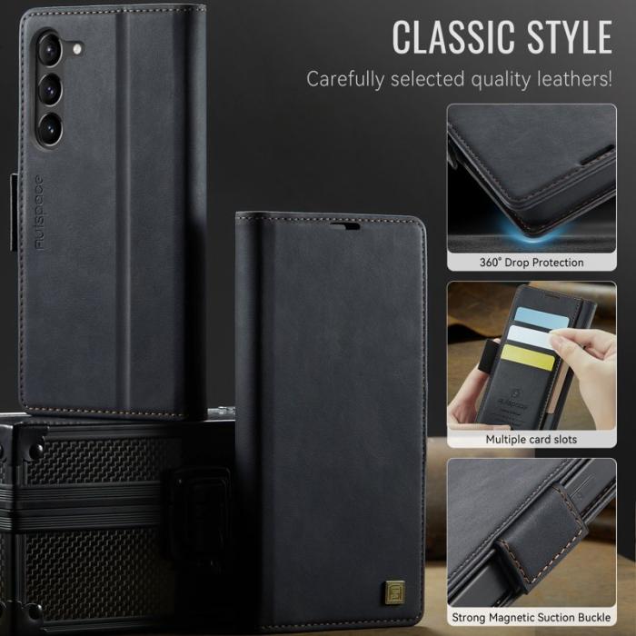 AUTSPACE - AUTSPACE Fodral för Samsung Galaxy S23 - Äkta läder - Svart