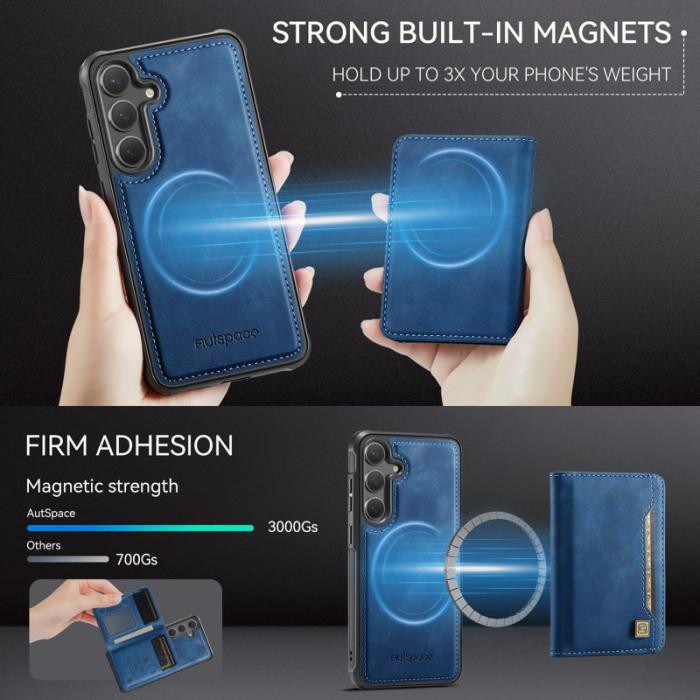 AUTSPACE - AUTSPACE Fodral för Samsung Galaxy S24/S25 Äkta läder - Blå