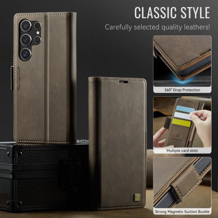 AUTSPACE - AUTSPACE Fodral för Samsung Galaxy S24 Ultra - Äkta läder - Brun