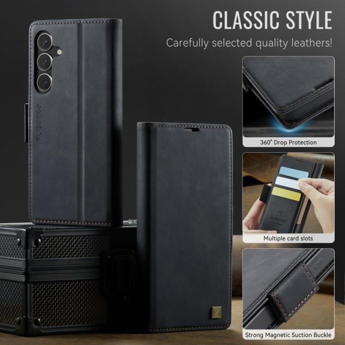 AUTSPACE - AUTSPACE Fodral för Samsung Galaxy S25+ - Äkta läder - Svart
