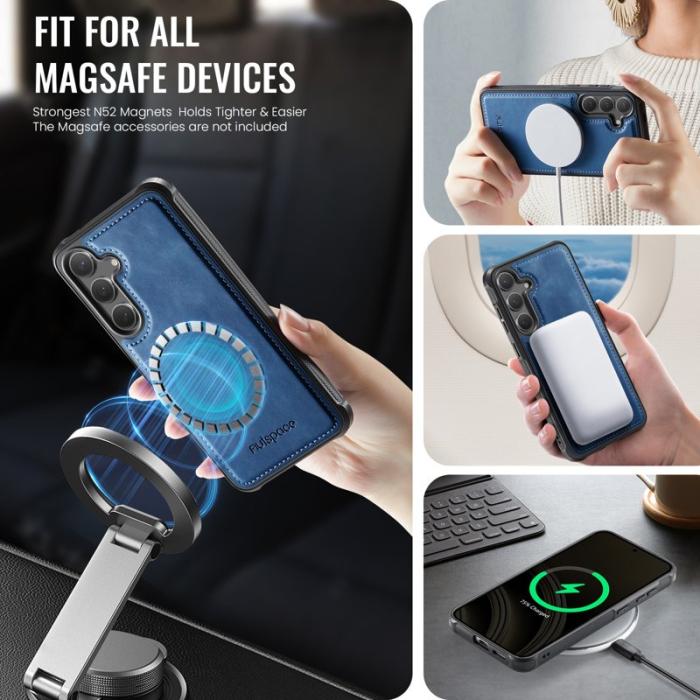 AUTSPACE - AUTSPACE Fodral för Samsung Galaxy S25+/S24+ Äkta läder - Blå