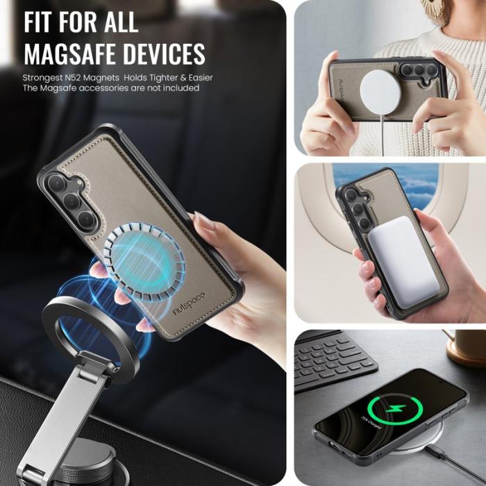 AUTSPACE - AUTSPACE Fodral för Samsung Galaxy S25+/S24+ Äkta läder - Grå