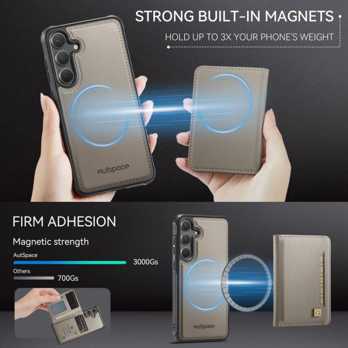 AUTSPACE - AUTSPACE Fodral för Samsung Galaxy S25+/S24+ Äkta läder - Grå