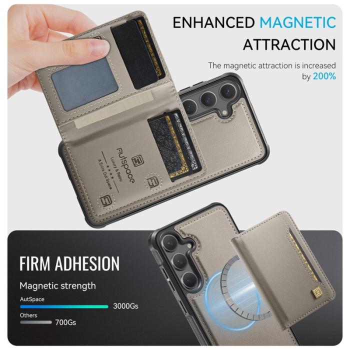 AUTSPACE - AUTSPACE Fodral för Samsung Galaxy S25+/S24+ Äkta läder - Grå