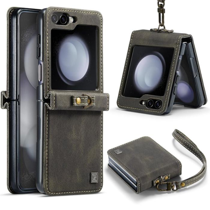 AUTSPACE - AUTSPACE Fodral för Samsung Galaxy Z Flip5 5G Äkta läder - Kaffe