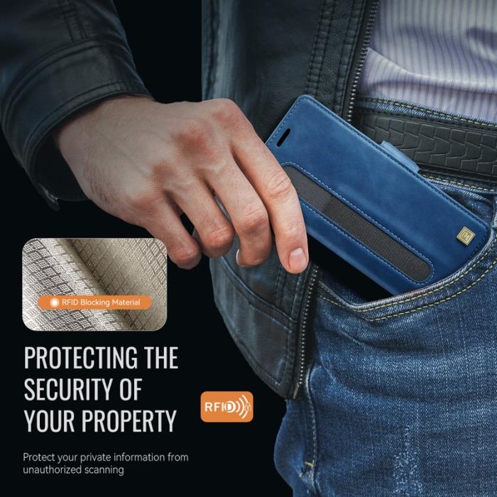 AUTSPACE - AUTSPACE Fodral för Samsung Galaxy Z Fold5 5G Äkta läder - Blå