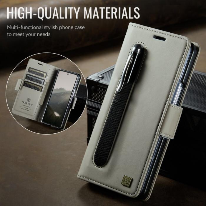 AUTSPACE - AUTSPACE Fodral för Samsung Galaxy Z Fold5 5G Äkta läder - Grå