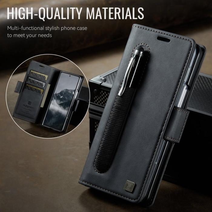 AUTSPACE - AUTSPACE Fodral för Samsung Galaxy Z Fold5 5G Äkta läder - Svart