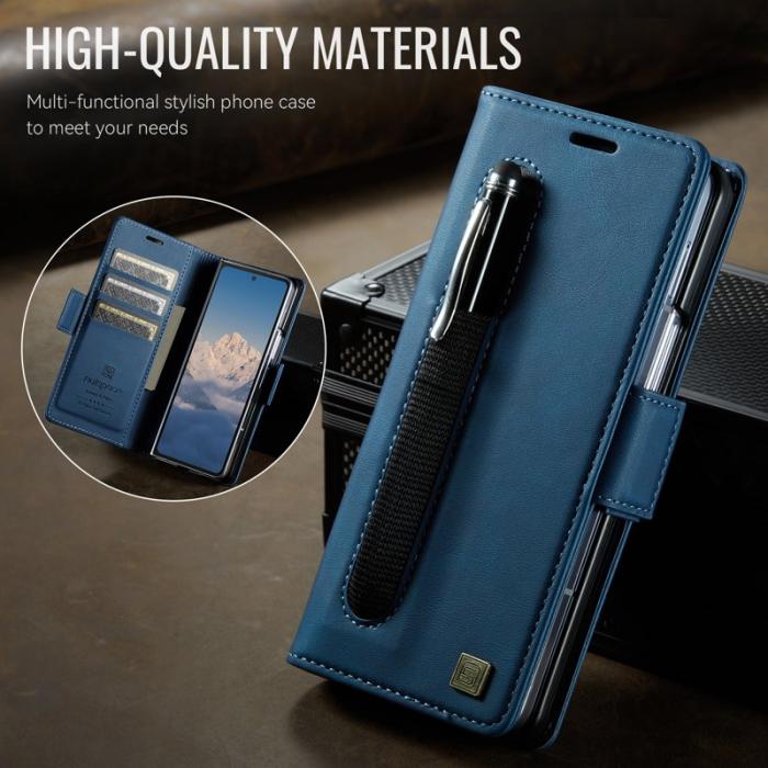 AUTSPACE - AUTSPACE Fodral för Samsung Galaxy Z Fold6 5G Äkta läder - Blå