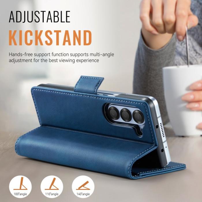 AUTSPACE - AUTSPACE Fodral för Samsung Galaxy Z Fold6 5G Äkta läder - Blå