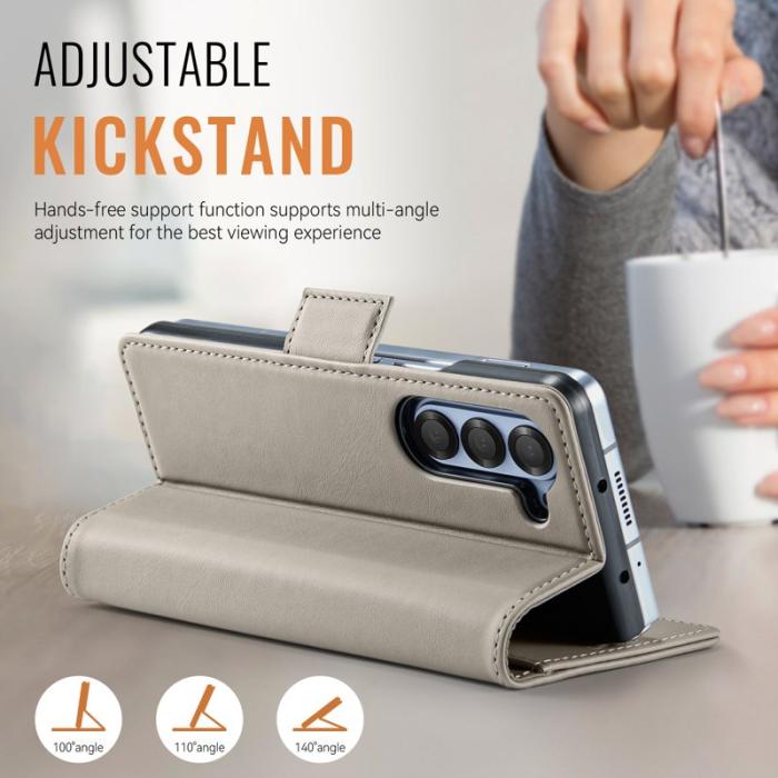 AUTSPACE - AUTSPACE Fodral för Samsung Galaxy Z Fold6 5G Äkta läder - Grå