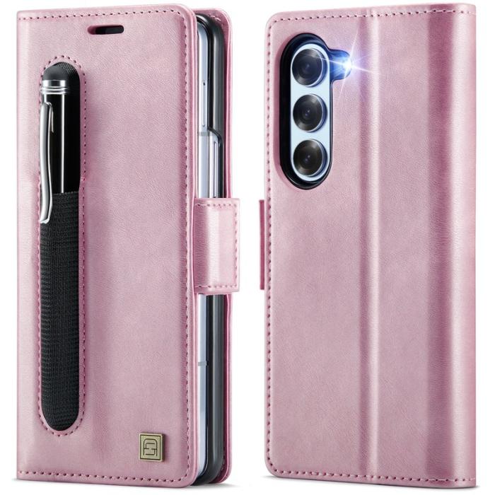 AUTSPACE - AUTSPACE Fodral för Samsung Galaxy Z Fold6 5G Äkta läder - Pink