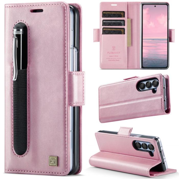 AUTSPACE - AUTSPACE Fodral för Samsung Galaxy Z Fold6 5G Äkta läder - Pink