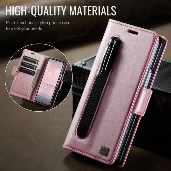 AUTSPACE - AUTSPACE Fodral för Samsung Galaxy Z Fold6 5G Äkta läder - Pink
