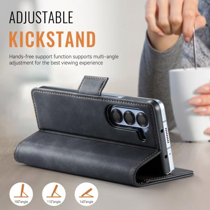 AUTSPACE - AUTSPACE Fodral för Samsung Galaxy Z Fold6 5G Äkta läder - Svart