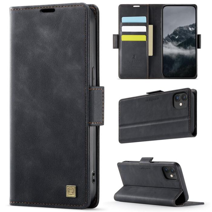 AUTSPACE - AUTSPACE Fodral iPhone 12 Pro 6.1 tum - Äkta läder - Svart