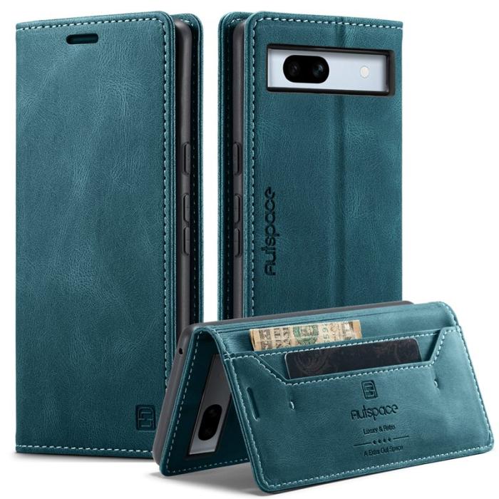 AUTSPACE - AUTSPACE Google Pixel 7a Wallet Fodral Äkta läder - Blå