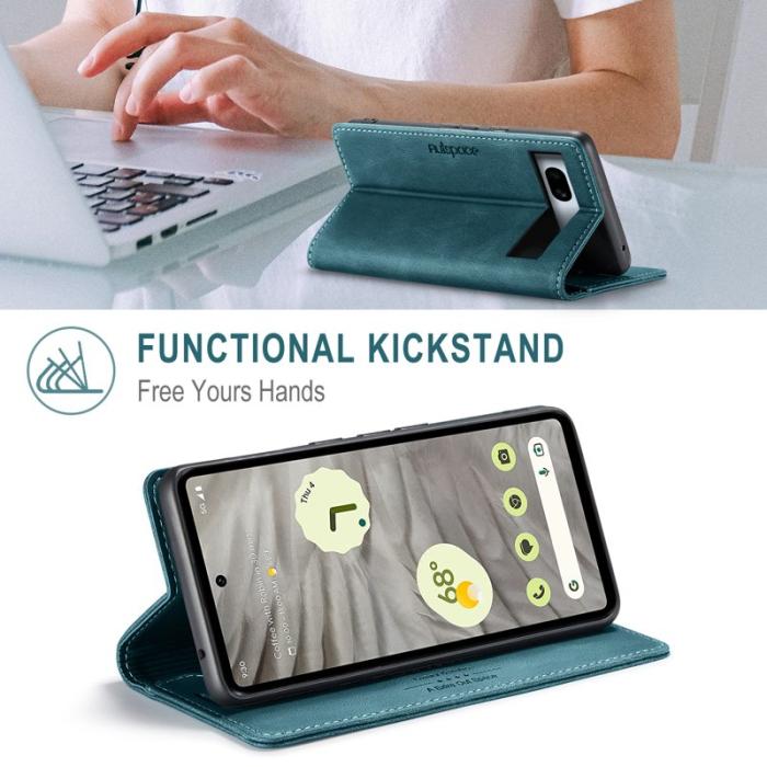 AUTSPACE - AUTSPACE Google Pixel 7a Wallet Fodral Äkta läder - Blå