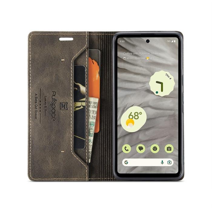 AUTSPACE - AUTSPACE Google Pixel 7a Wallet Fodral Äkta läder - Kaffe