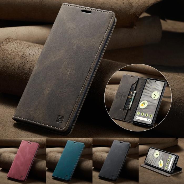 AUTSPACE - AUTSPACE Google Pixel 7a Wallet Fodral Äkta läder - Kaffe