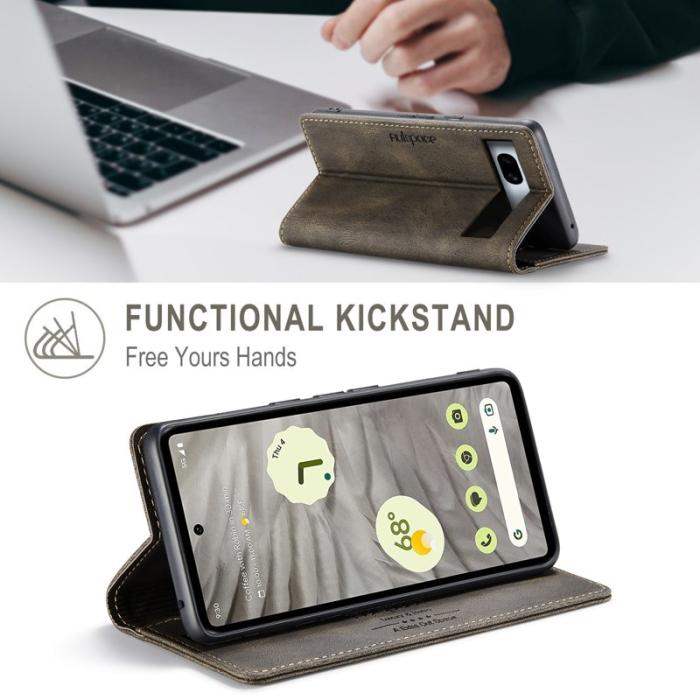 AUTSPACE - AUTSPACE Google Pixel 7a Wallet Fodral Äkta läder - Kaffe