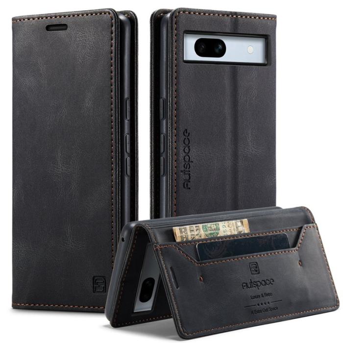 AUTSPACE - AUTSPACE Google Pixel 7a Wallet Fodral Äkta läder - Svart
