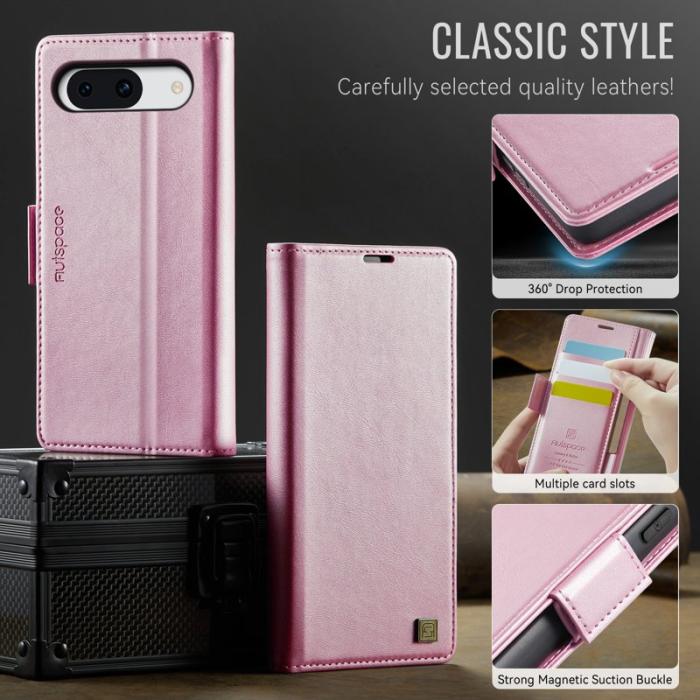 AUTSPACE - AUTSPACE Google Pixel 8 Fodral Retro Läder - Pink