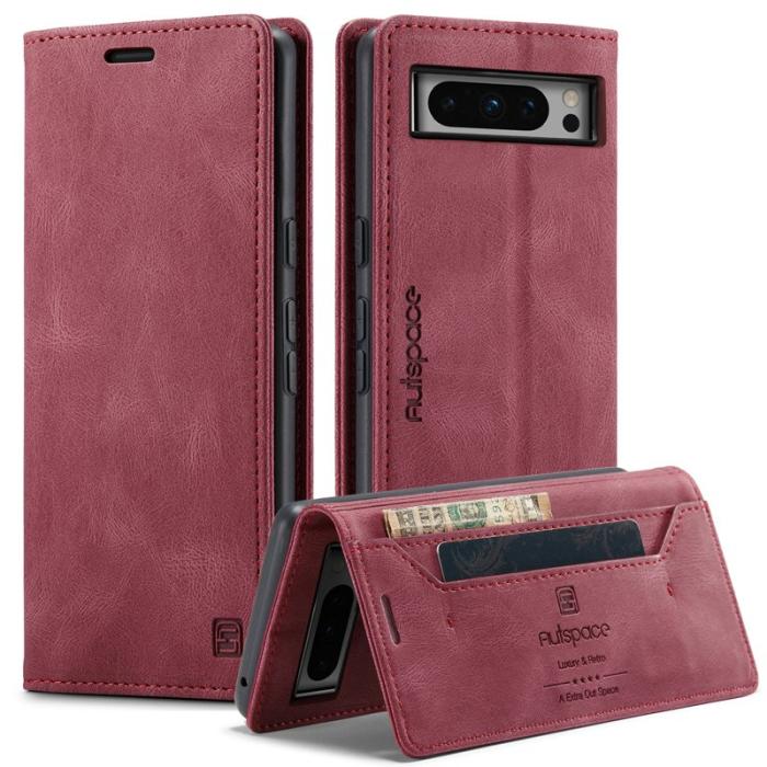 AUTSPACE - AUTSPACE Google Pixel 8 Pro Wallet Fodral Äkta läder - Röd