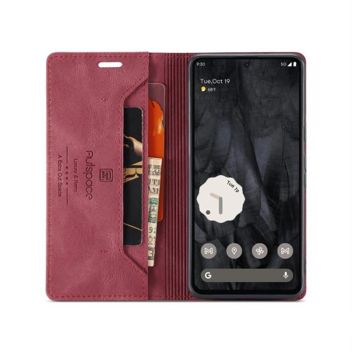 AUTSPACE - AUTSPACE Google Pixel 8 Pro Wallet Fodral Äkta läder - Röd