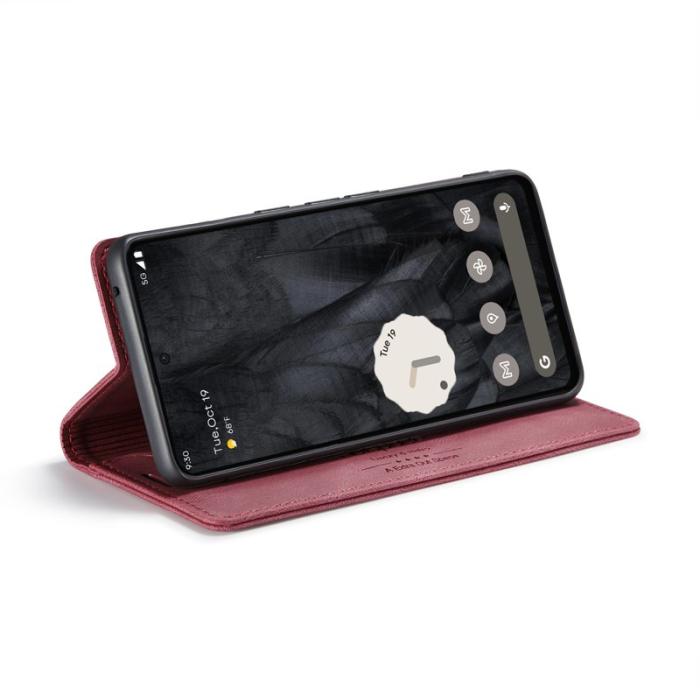 AUTSPACE - AUTSPACE Google Pixel 8 Pro Wallet Fodral Äkta läder - Röd