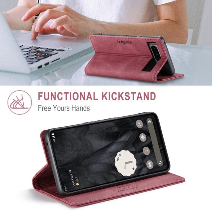 AUTSPACE - AUTSPACE Google Pixel 8 Pro Wallet Fodral Äkta läder - Röd