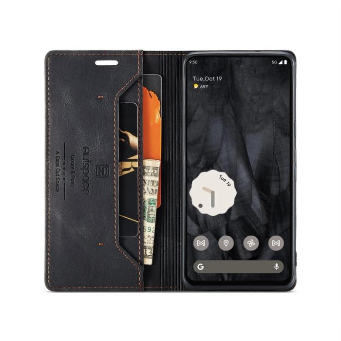 AUTSPACE - AUTSPACE Google Pixel 8 Pro Wallet Fodral Äkta läder - Svart