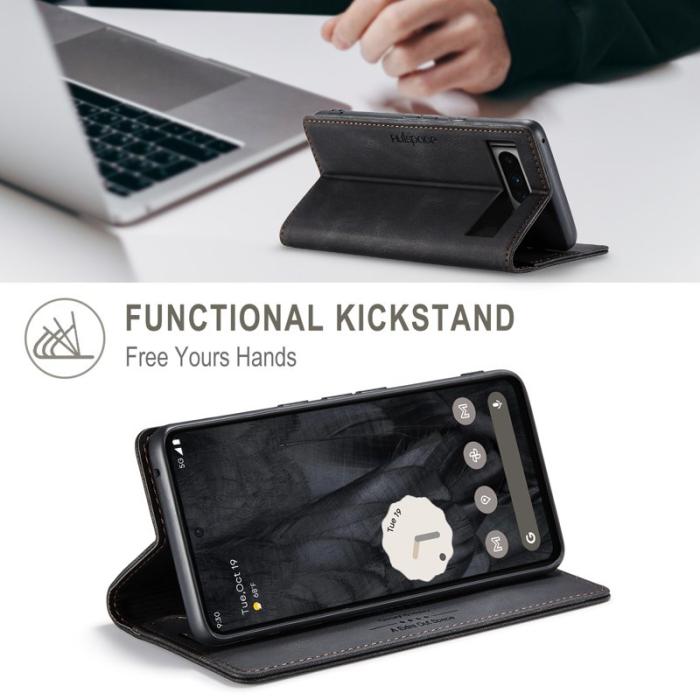 AUTSPACE - AUTSPACE Google Pixel 8 Pro Wallet Fodral Äkta läder - Svart