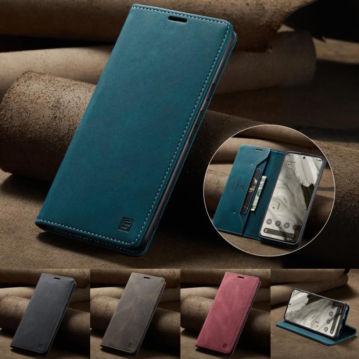 AUTSPACE - AUTSPACE Google Pixel 8 Wallet Fodral Äkta läder - Blå