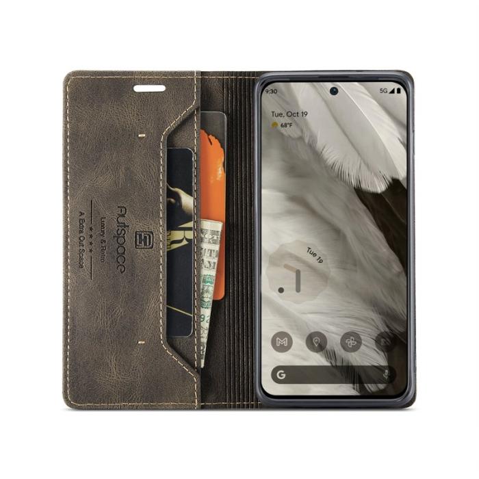 AUTSPACE - AUTSPACE Google Pixel 8 Wallet Fodral Äkta läder - Kaffe