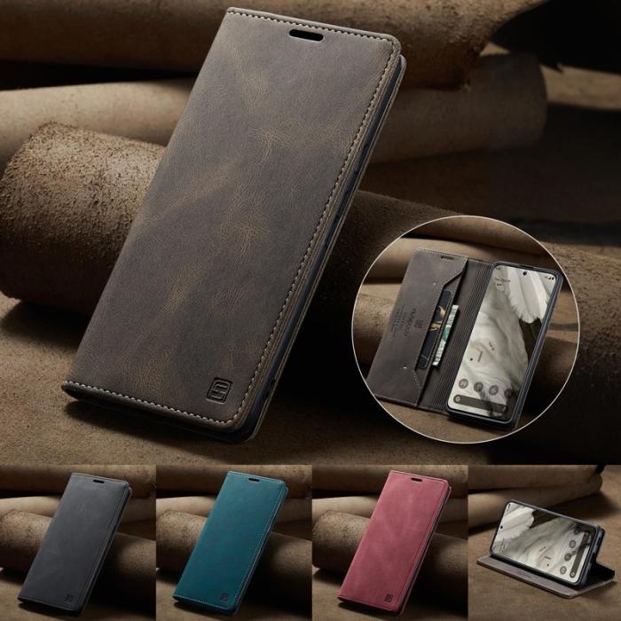 AUTSPACE - AUTSPACE Google Pixel 8 Wallet Fodral Äkta läder - Kaffe