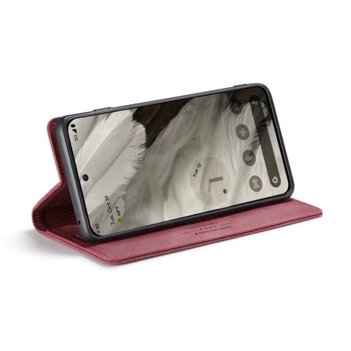 AUTSPACE - AUTSPACE Google Pixel 8 Wallet Fodral Äkta läder - Röd