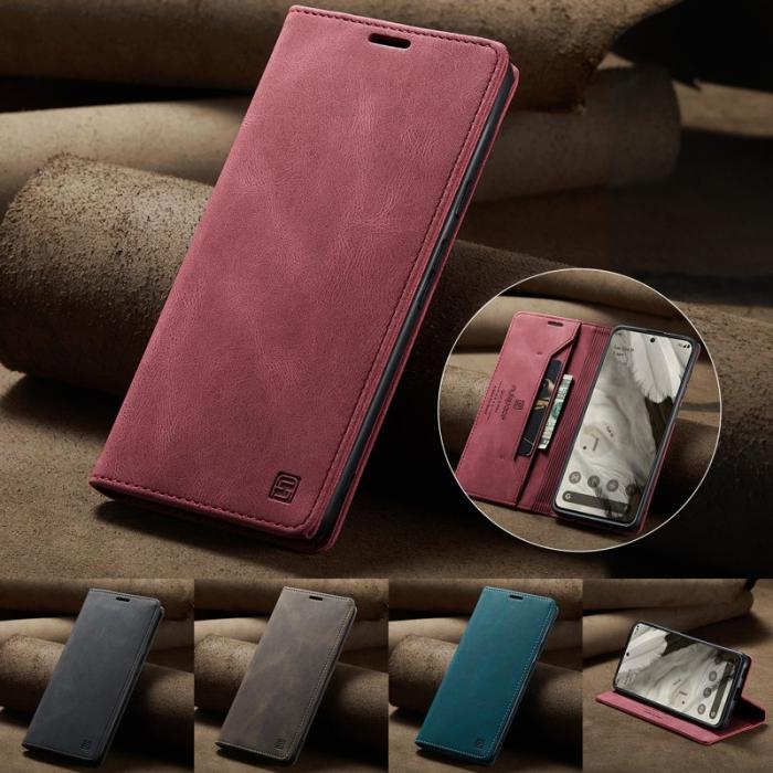 AUTSPACE - AUTSPACE Google Pixel 8 Wallet Fodral Äkta läder - Röd