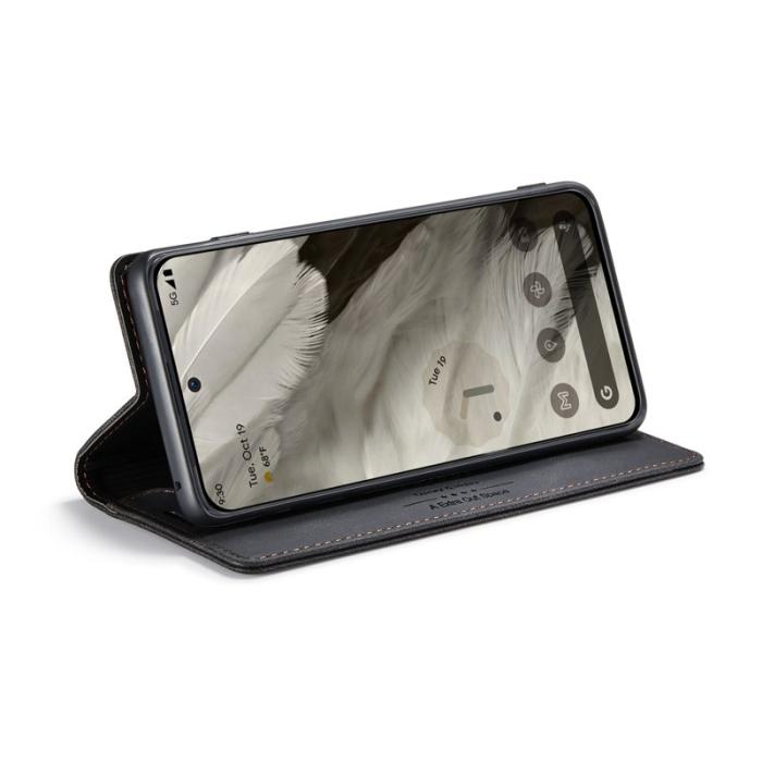 AUTSPACE - AUTSPACE Google Pixel 8 Wallet Fodral Äkta läder - Svart