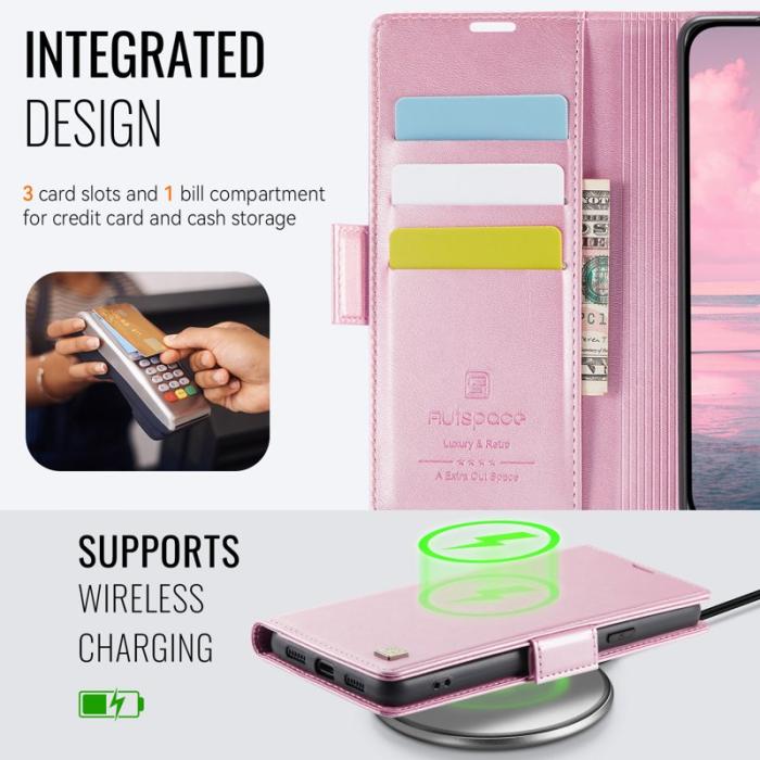 AUTSPACE - AUTSPACE Google Pixel 8a Fodral Retro Läder - Pink