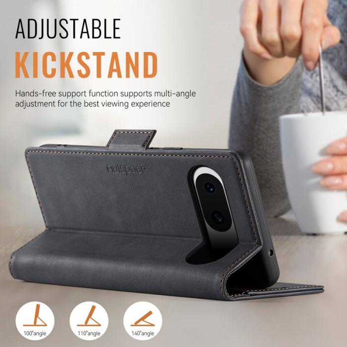 AUTSPACE - AUTSPACE Google Pixel 8a Fodral - Retro Läder - Svart