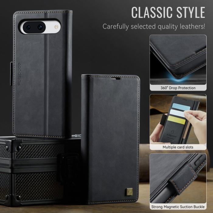 AUTSPACE - AUTSPACE Google Pixel 8a Fodral - Retro Läder - Svart