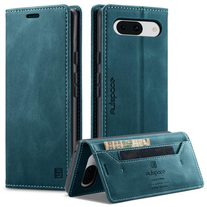 AUTSPACE - AUTSPACE Google Pixel 8a Wallet Fodral Äkta läder - Blå