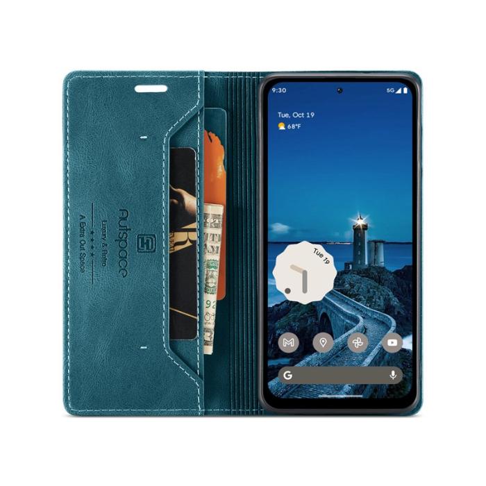 AUTSPACE - AUTSPACE Google Pixel 8a Wallet Fodral Äkta läder - Blå