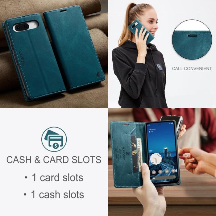 AUTSPACE - AUTSPACE Google Pixel 8a Wallet Fodral Äkta läder - Blå