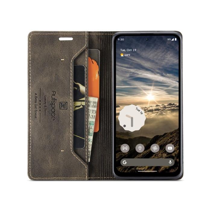 AUTSPACE - AUTSPACE Google Pixel 8a Wallet Fodral Äkta läder - Kaffe