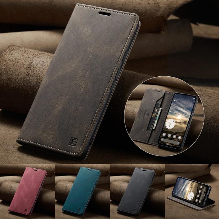 AUTSPACE - AUTSPACE Google Pixel 8a Wallet Fodral Äkta läder - Kaffe