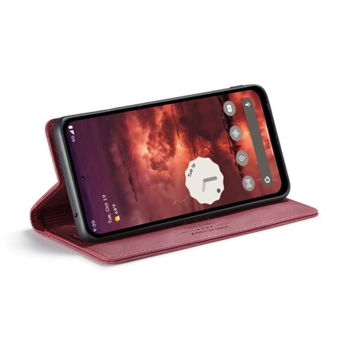 AUTSPACE - AUTSPACE Google Pixel 8a Wallet Fodral Äkta läder - Röd