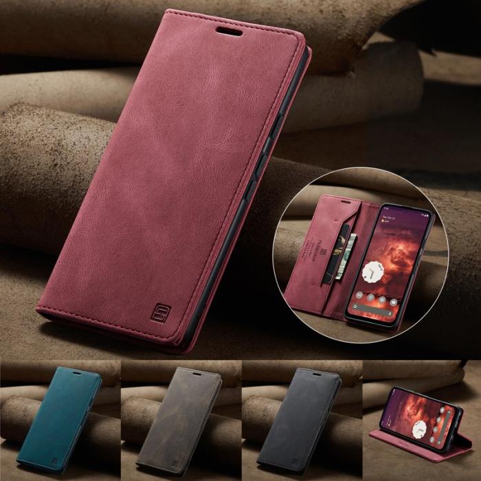 AUTSPACE - AUTSPACE Google Pixel 8a Wallet Fodral Äkta läder - Röd