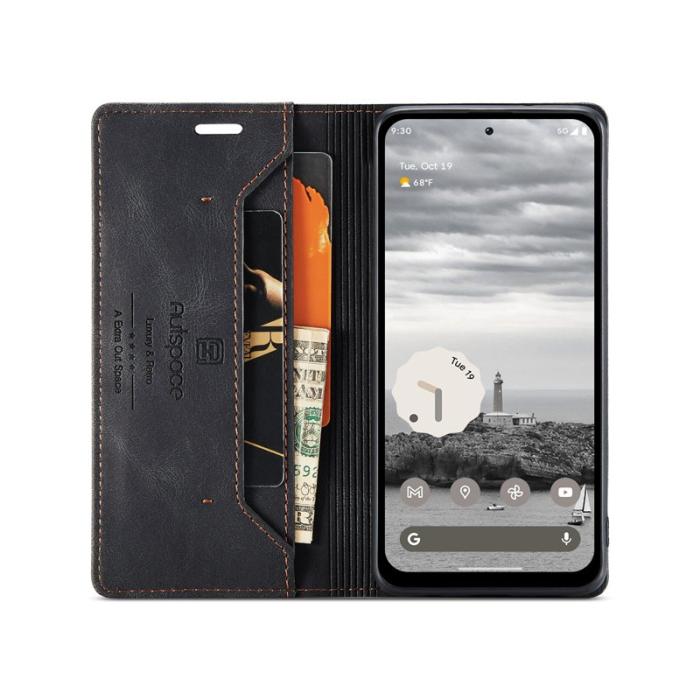 AUTSPACE - AUTSPACE Google Pixel 8a Wallet Fodral Äkta läder - Svart